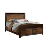 FOA Nangetti 2pc Antique Oak Solid Wood Bedroom Set - King + Nightstand