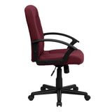 Garver Mid-Back Burgundy Fabric Executive Swivel Office Chair with Nylon Arms