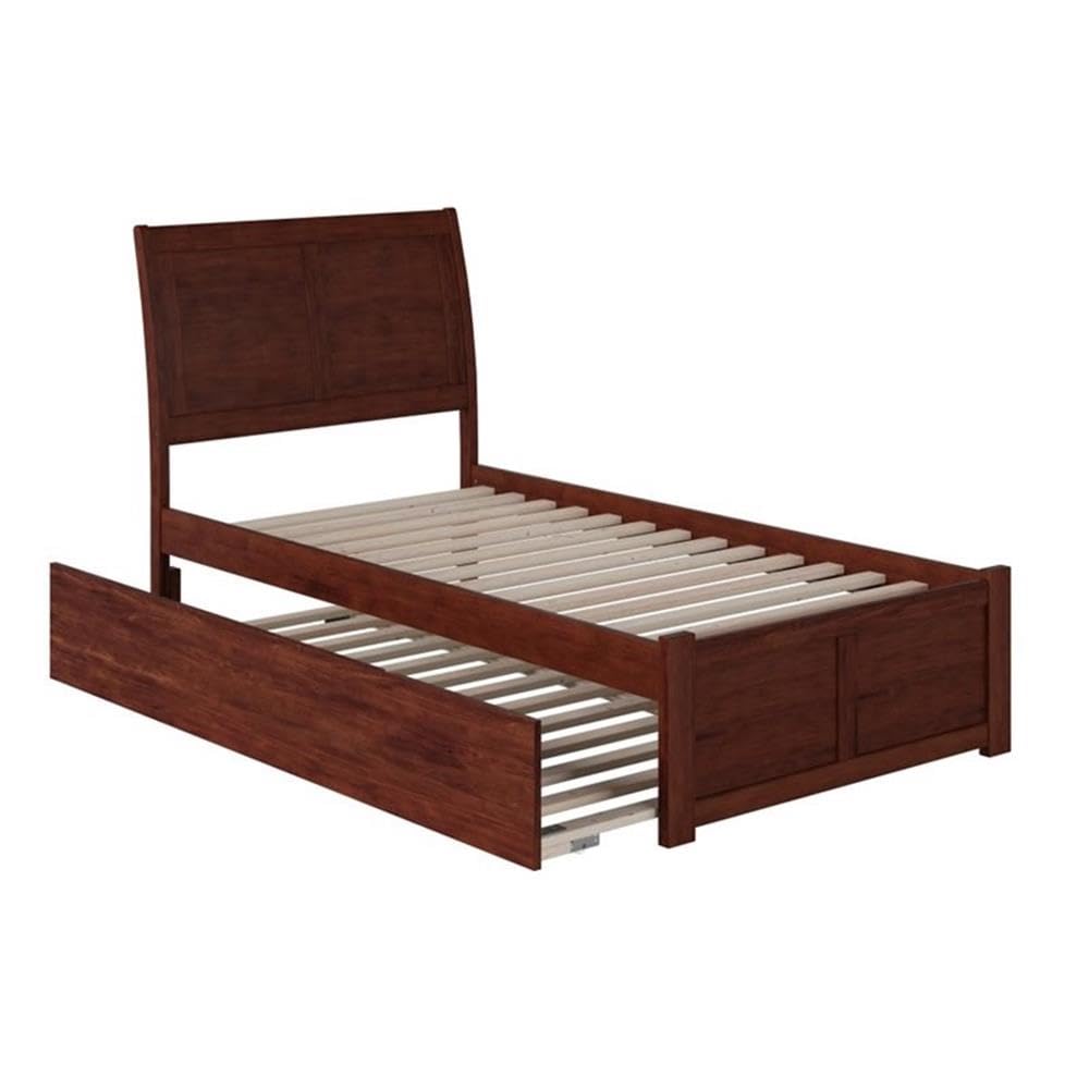 Wood Bed with Twin XL Trundle in Walnut