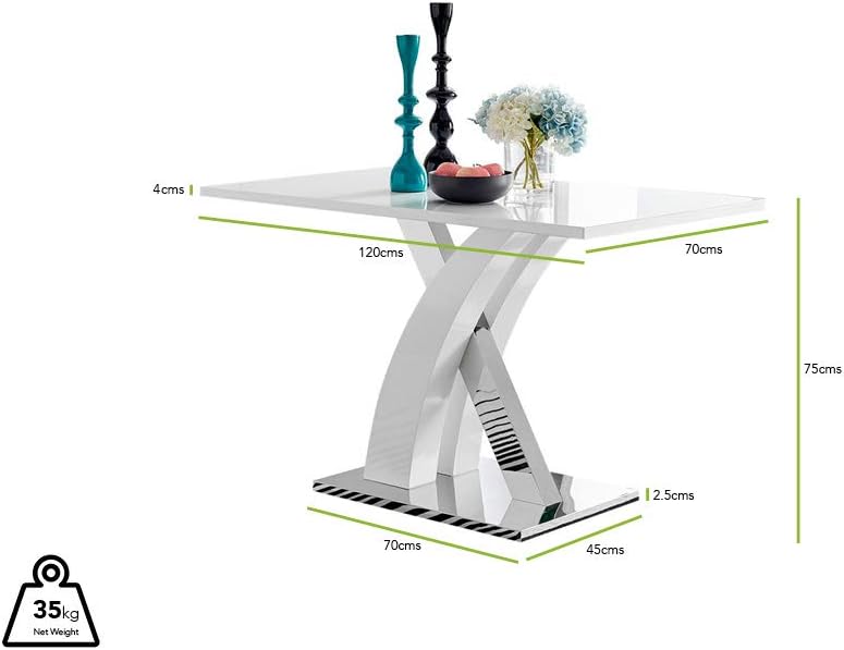 Atlanta White High Gloss Dining Table with Chrome Base & 4 Willow Chairs