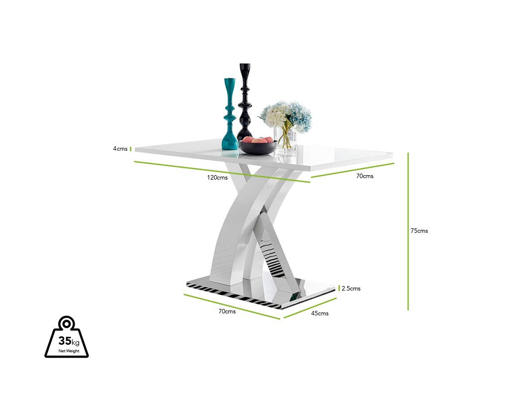 Atlanta White High Gloss Dining Table with Chrome Base & 4 Willow Chairs