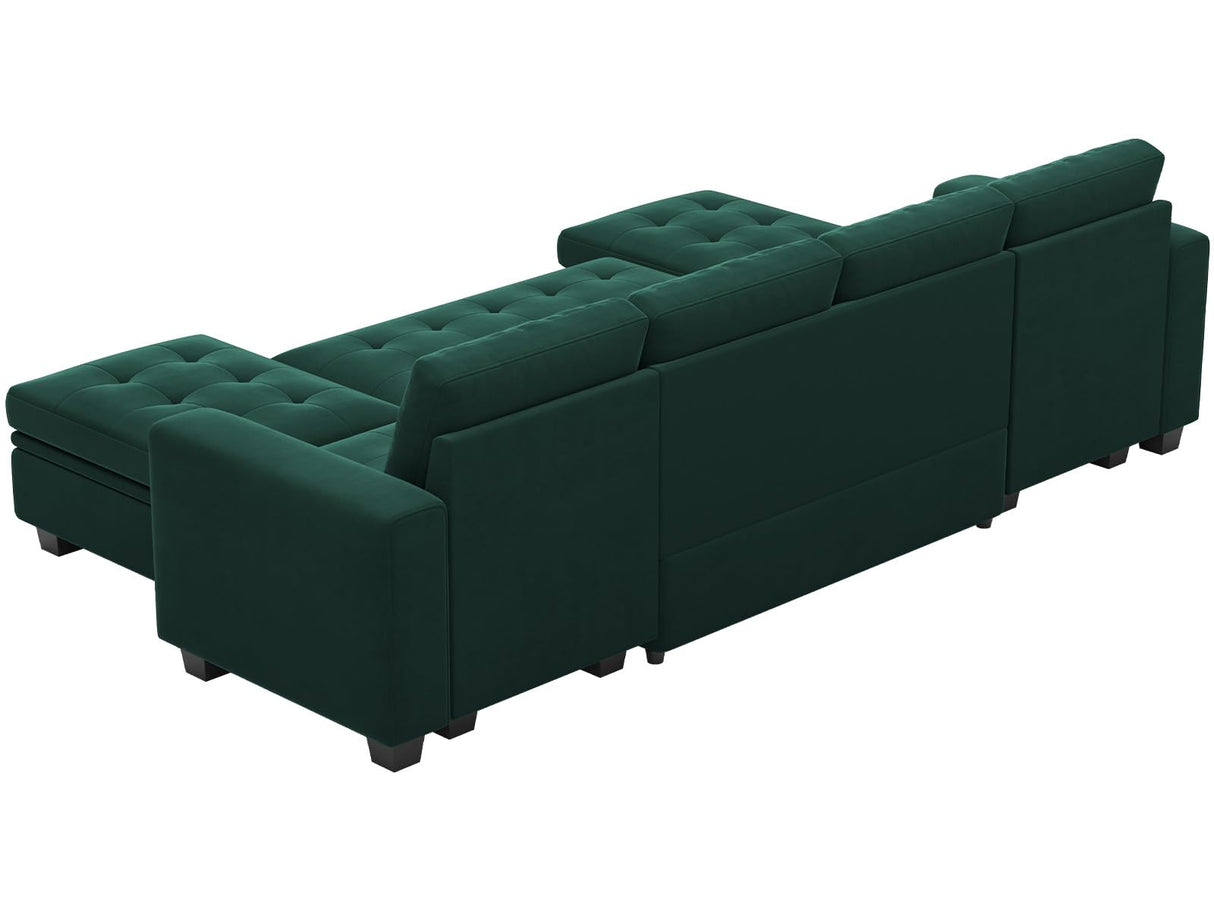 Modular Sectional Sleeper Sofa with Pull Out Bed Velvet Convertible U Shaped Sectional