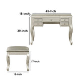 Featuring Stool and Mirror Silver Vanity Set,