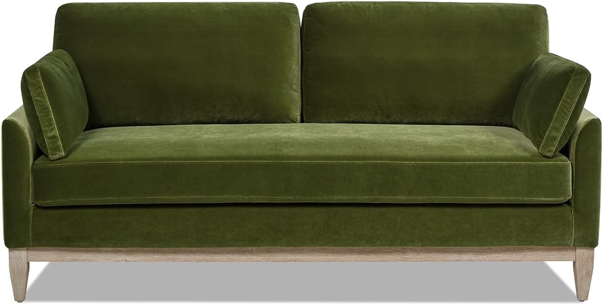 Pasadena 75.5" Modern Farmhouse Sofa, Olive Green Performance Velvet
