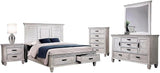 Franco Eastern King Bed 5-Piece Set, Distressed White