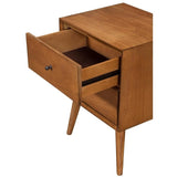 Mid Century 2 Drawer Wood Nightstand in Acorn Brown