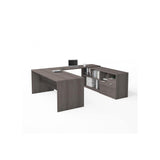 3 Plus U-Shaped Executive Desk, 72W, Bark Grey