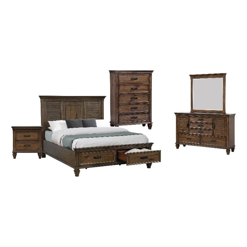 Coaster Franco Queen Bed 5-Piece Set, Burnished Oak