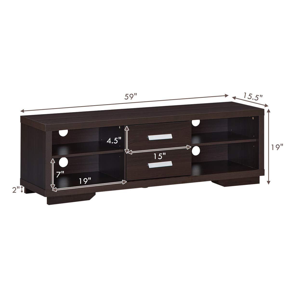 Modern TV Stand, Wood Universal Stand for TV's up to 65" Flat Screen, Home Living