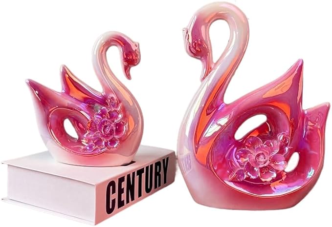 Ceramic Swan Figurines Couple Gifts, Porcelain Swan Statue Sculpture Home Decor,