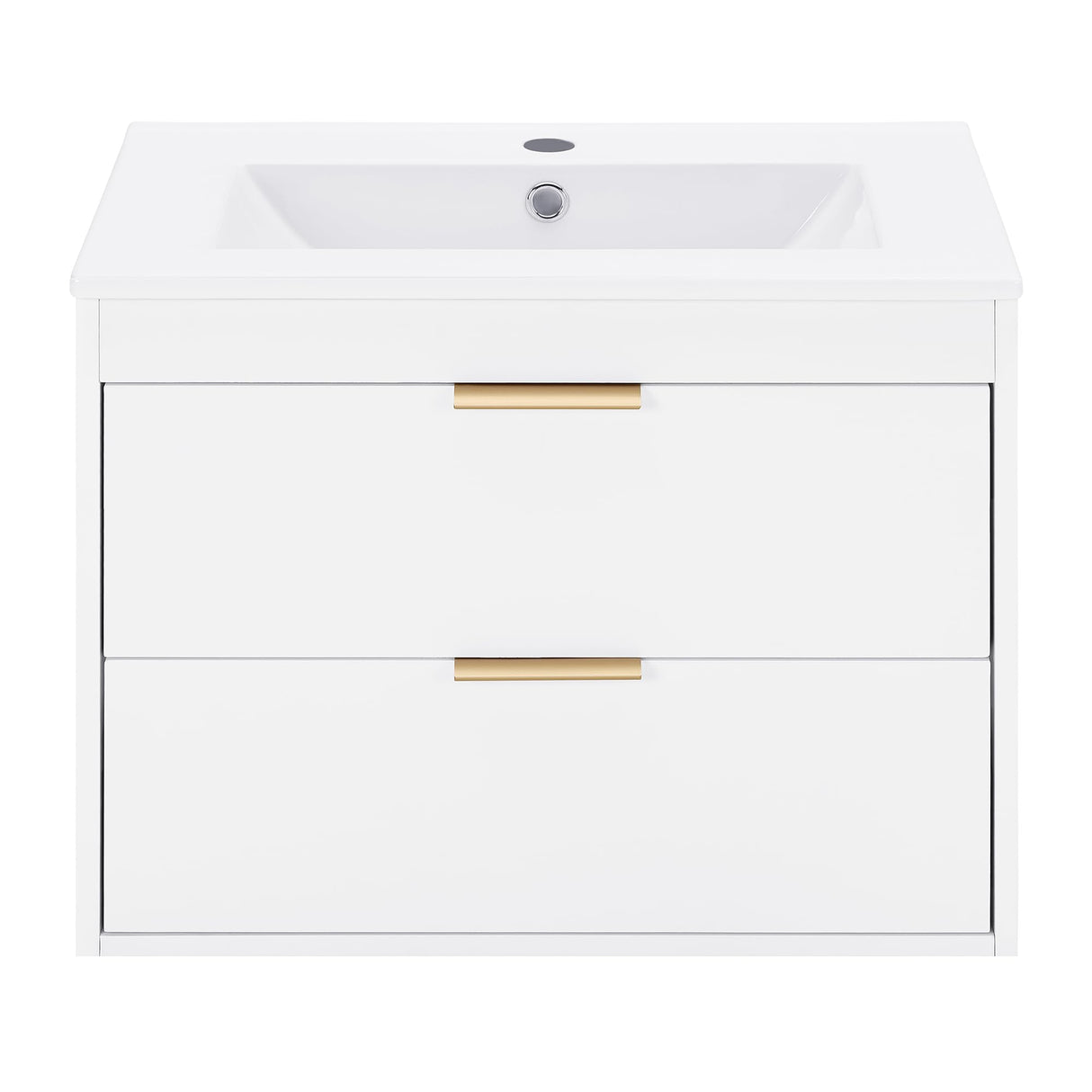 24-Inch Wall-Mounted Bathroom Vanity with Sink, Floating Vanity with 2 Drawers Storage