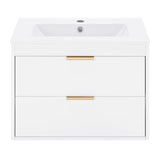 24-Inch Wall-Mounted Bathroom Vanity with Sink, Floating Vanity with 2 Drawers Storage