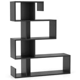 IFANNY S-Shaped Bookshelf, Geometric Bookcase with Open Shelves, 5 Tier Display Shelf, Modern Shelving Unit, Wood Standing Shelf, Book Shelf for Bedroom, Living Room, Study (Black)