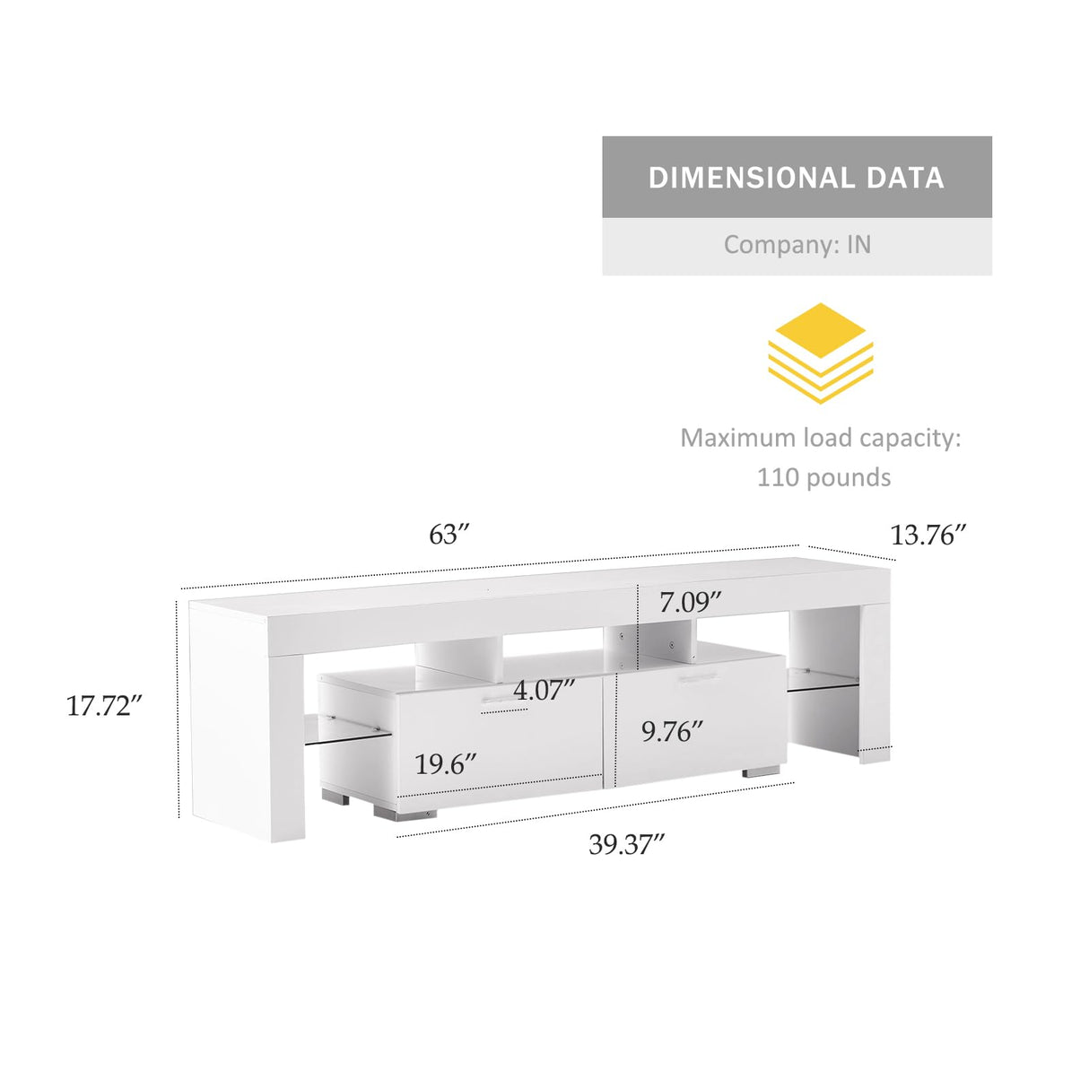 LED TV Stand for 65/70/75 Inch TV, Entertainment Center with Storage Drawer, Industrial