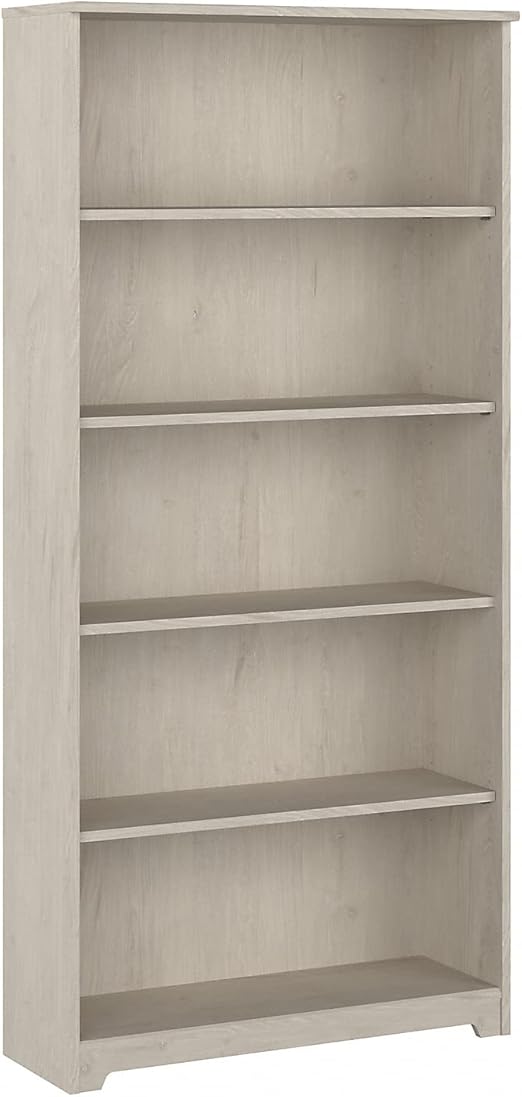 Cabot Tall 5 Shelf Bookcase | Large Open Bookshelf in White | Sturdy Display Cabinet