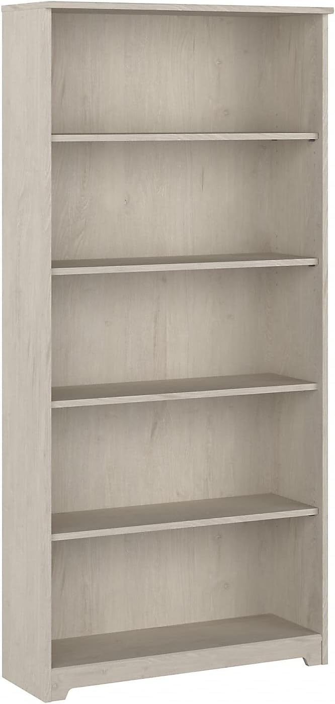 Cabot Tall 5 Shelf Bookcase Large Open Bookshelf in Espresso Oak Sturdy Display Cabinet