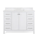 48" White Bathroom Vanity with Sink, Solid Wood Vanity Cabinet