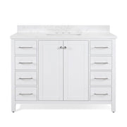 48" White Bathroom Vanity with Sink, Solid Wood Vanity Cabinet