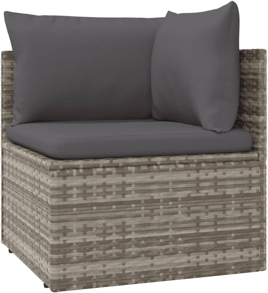 FAMIROSA 8 Piece Patio Lounge Set with Cushions Gray Poly Rattan,64.4 KG,3157426