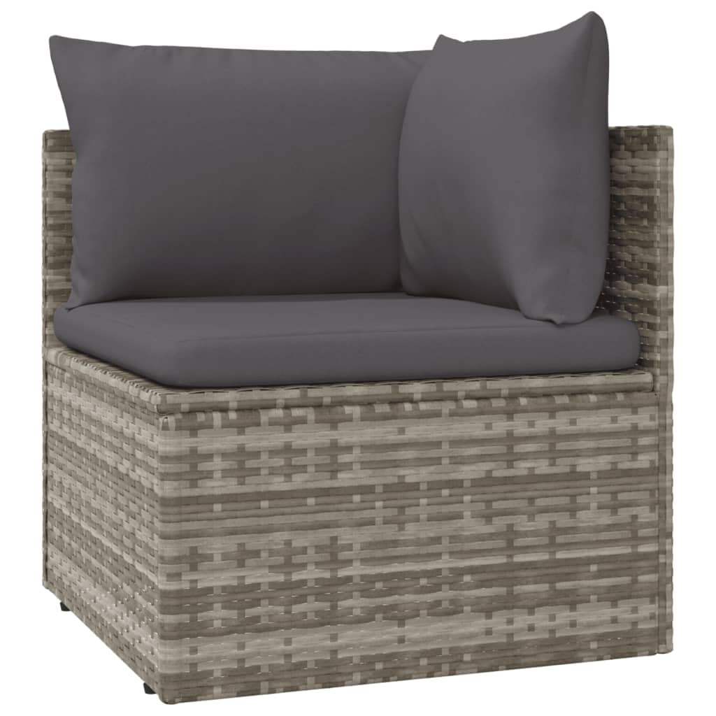 FAMIROSA 8 Piece Patio Lounge Set with Cushions Gray Poly Rattan,64.4 KG,3157426
