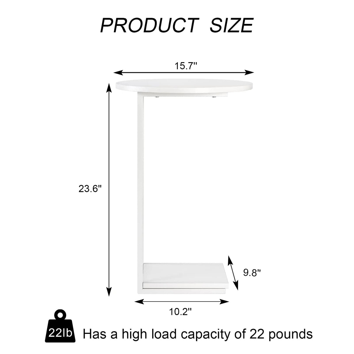 C Shaped End Table,Round C Table,Snack Side Table for Sofa and Bed