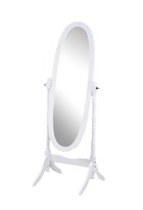 Traditional Style Wood Cheval Floor Mirror, White