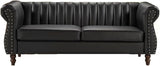 Chesterfield-Inspired 77" Faux Leather Sofa with Elegant Design, Gourd Legs, and Sustainable Pleather Upholstery,