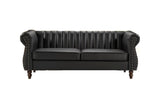 Chesterfield-Inspired 77" Faux Leather Sofa with Elegant Design, Gourd Legs, and Sustainable Pleather Upholstery,