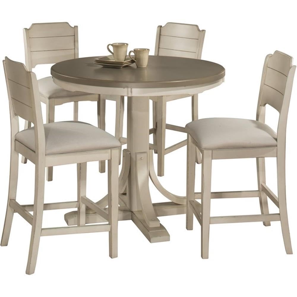 Furniture Hillsdale Clarion Round Counter Height Open Back Stools, Distressed Gray/Sea