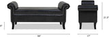 Jennifer Taylor Home Kathy Roll Arm Entryway Accent Bench, Vintage Black Brown Faux Leather