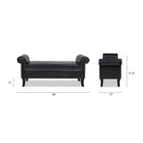 Jennifer Taylor Home Kathy Roll Arm Entryway Accent Bench, Vintage Black Brown Faux Leather