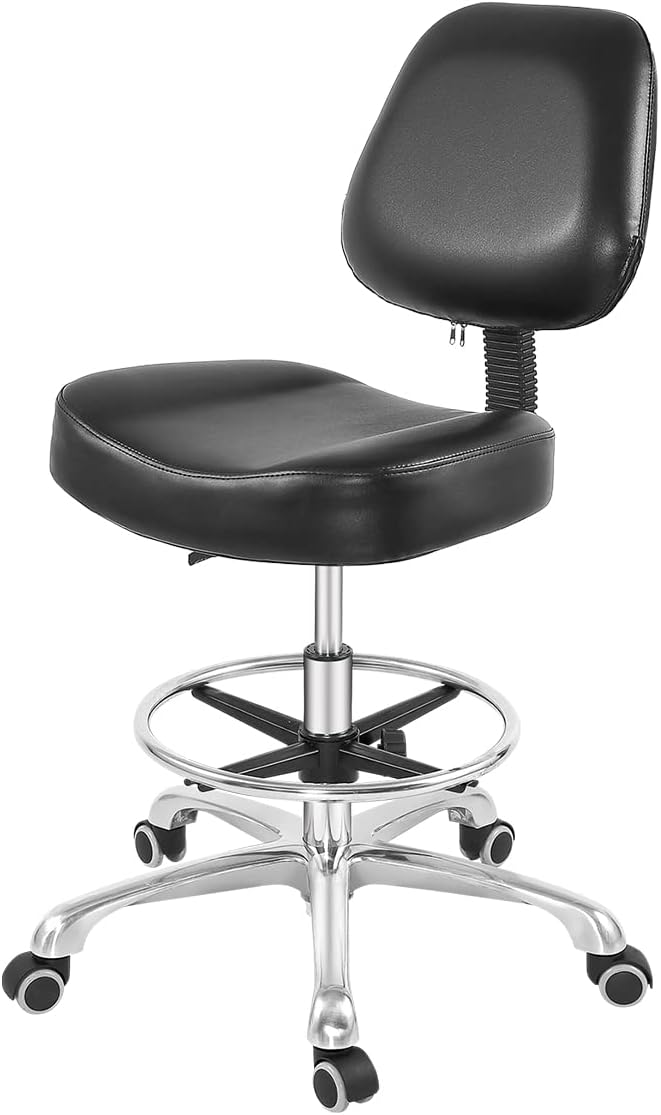 Drafting Chair with Wheels and Footrest - Heavy Duty Tall Office Stool