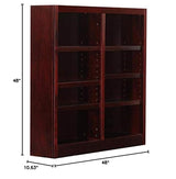 Traditional 48" Tall 8-Shelf Double Wide Wood Bookcase in Cherry