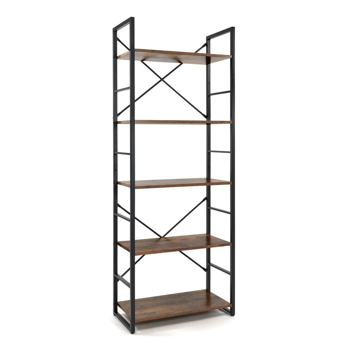 5 Tier Bookshelf, 24 Inch Width Free Standing Shelf, Bookcase Shelf Storage Organizer