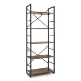 5 Tier Bookshelf, 24 Inch Width Free Standing Shelf, Bookcase Shelf Storage Organizer