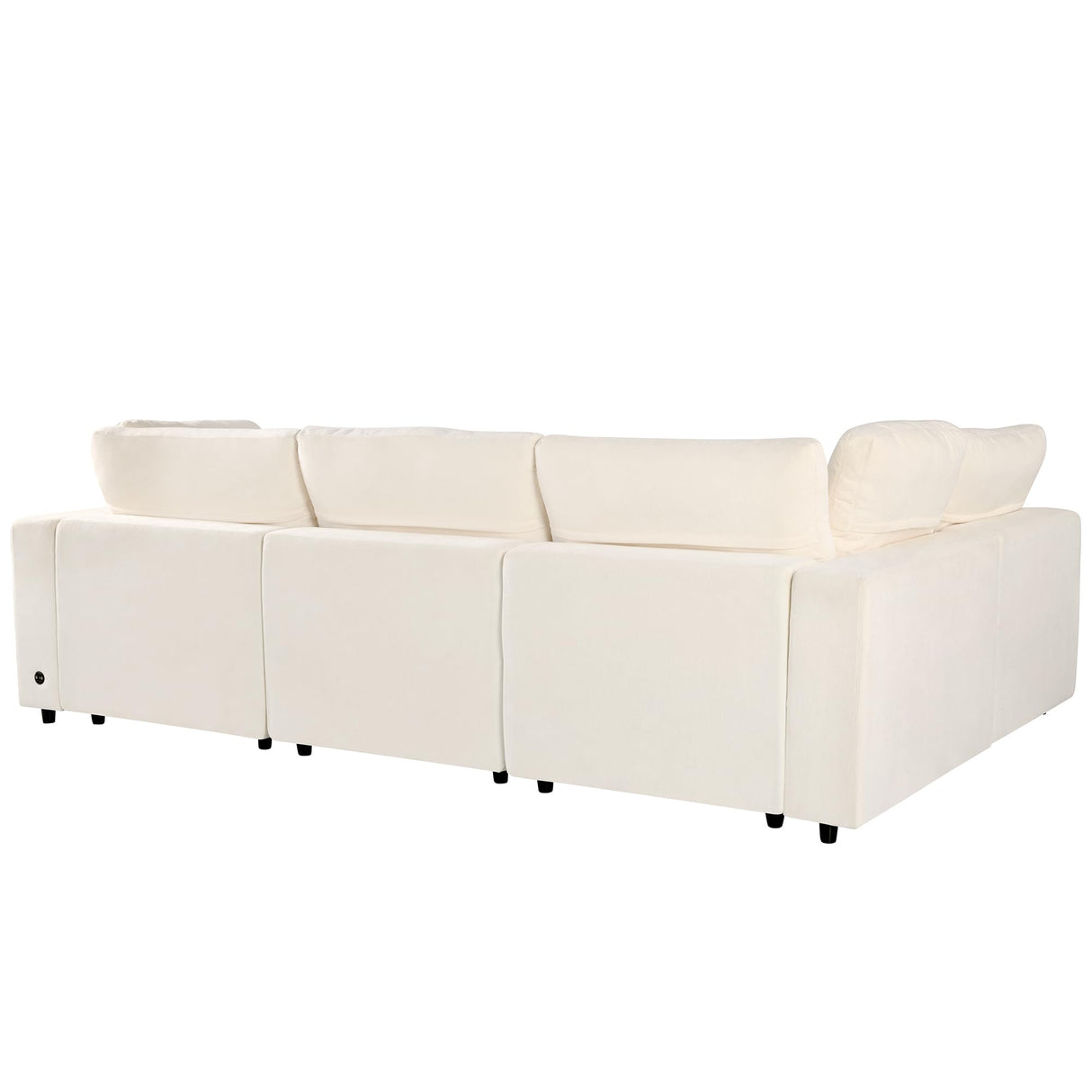 Upholstered Modular Sofa with USB Charge Ports, Wireless Charging and Built-in Bluetooth Speaker in Arm