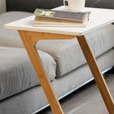 Bamboo Modern Tv Trays Table for Eating, Wood Couch Table End Snack Desk Sofa Side Table