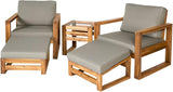 Sorrento Modern Acacia Wood Outdoor Loveseat with Cushions, 30 Inch, Brown