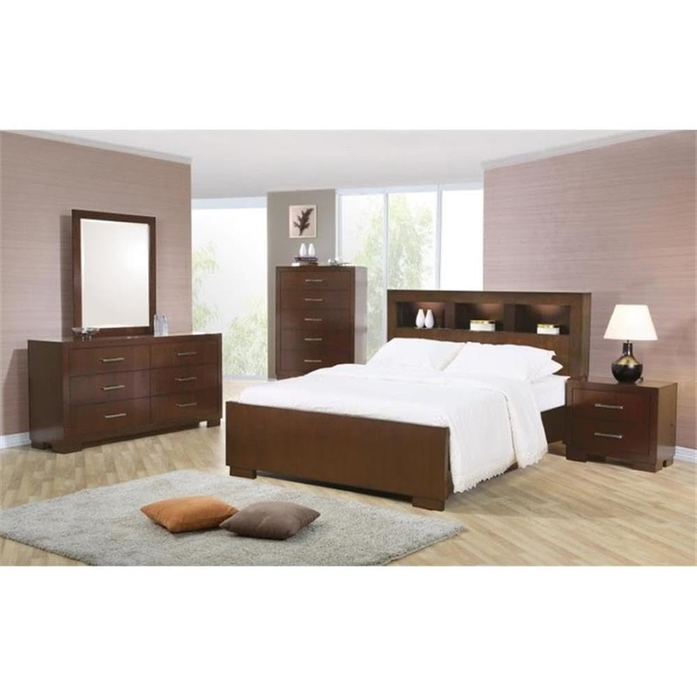 4 Piece California King Storage Bedroom Set in Cappuccino