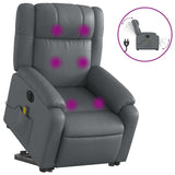 Massage Recliner Chair - Armchair Gray Faux Leather with Lift and Recline Functions - Comfortable Reclining Seating for Living Room