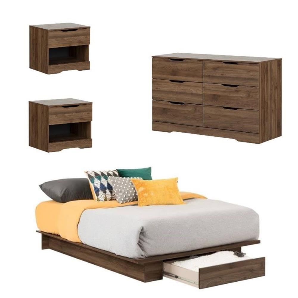 4 Piece Modern Bedroom Furniture Set - Queen Platform Bed