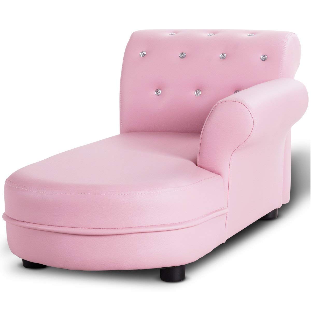 Couch, 2 in 1 Princess Double Seat Children's Sofa w/PU Leather Surface, Toddler Armrest