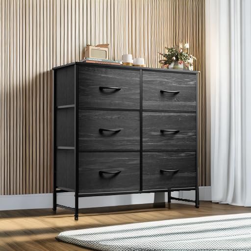 Fabric Dresser for Bedroom, 6 Drawer Double Dresser, Storage Tower