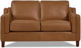 Bella Top Grain Leather Sofa Couch, 84", Vanilla White - Feather Down,