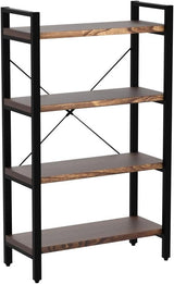 Solid Wood Bookshelf,4 Tier Rustic Vintage Industrial Etagere Bookcase