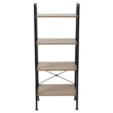 4 Tier Bookcase Shelf with X Frame Design,Open Wide Standing Shelving Utility Organizer Shelf for Home Office,Gray