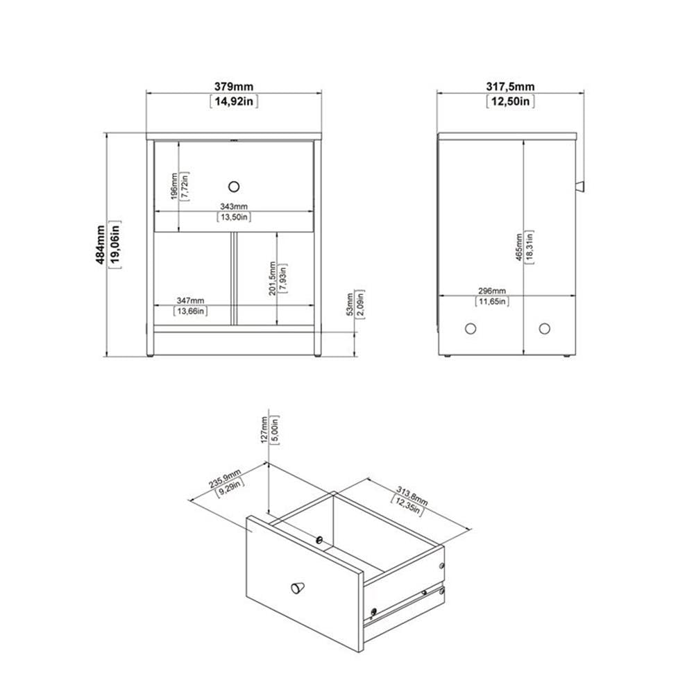 4 Pieces Set of Modern Wood Bedroom Furniture in White Finish