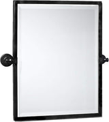 28.5 x 36'' Black Metal Framed Pivot Rectangle Bathroom Mirror Tilting Beveled Vanity