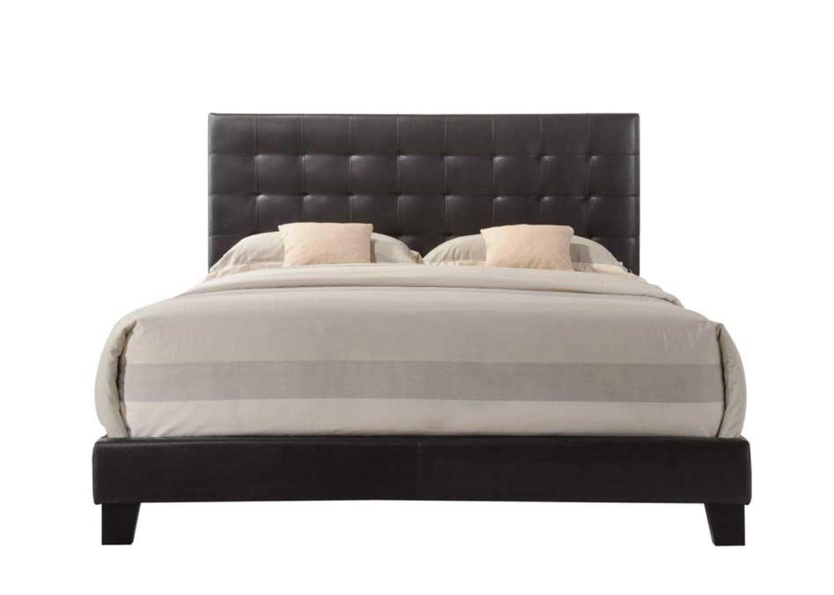 Masate Faux Leather Upholstered Queen Panel Bed in Espresso