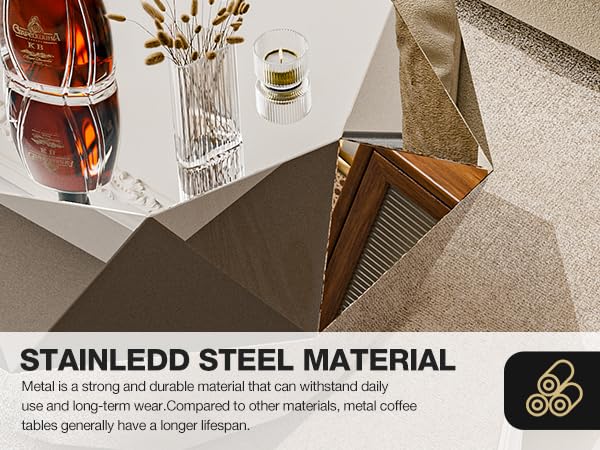Modern Silver Stainless Coffee Table, Small Diamond Fashion Design